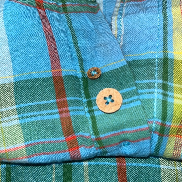 Vintage 1946 Mens Button Down Shirt SXL lt blue Blue Plaid Washed Stoned Beaten - Picture 7 of 8